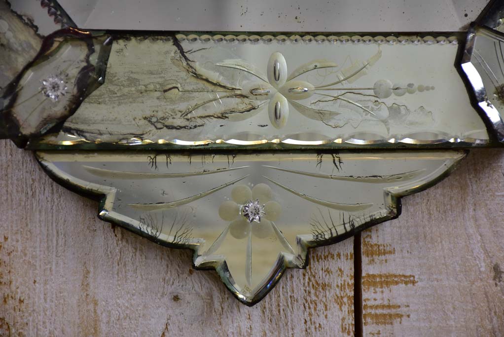 Vintage Venetian mirror with crest 20½" x 37½"