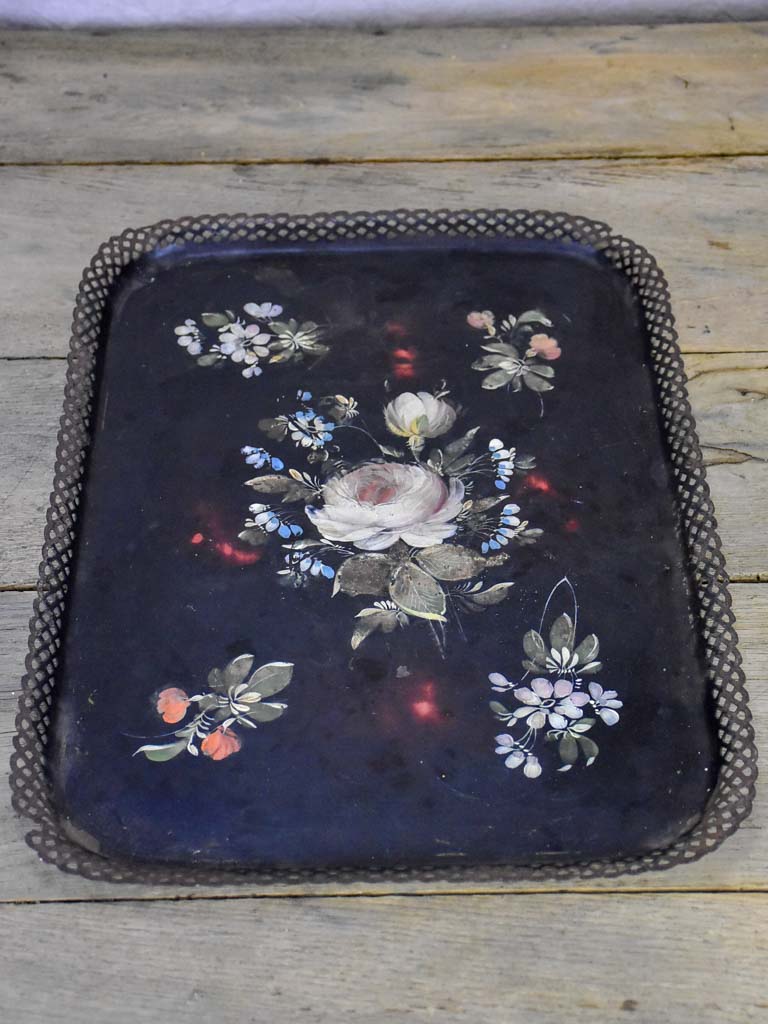 Rustic Napoleon III platter - handpainted 18½" x  13½"