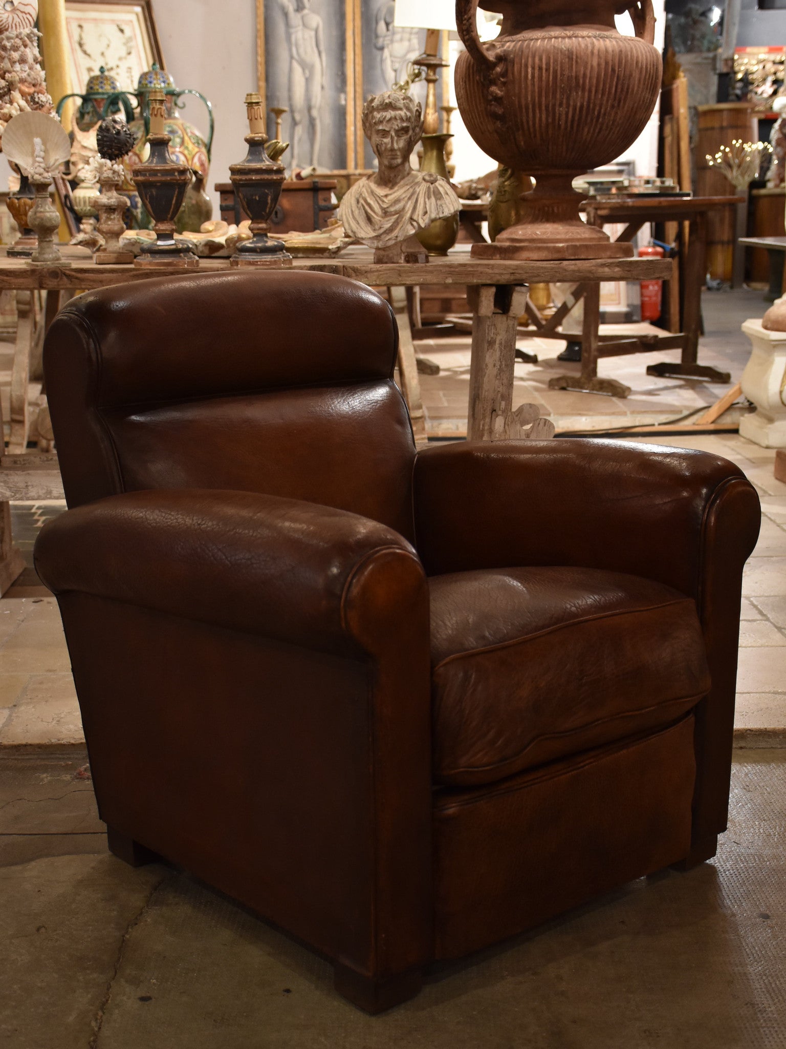 Vintage French leather club chair – 1960’s