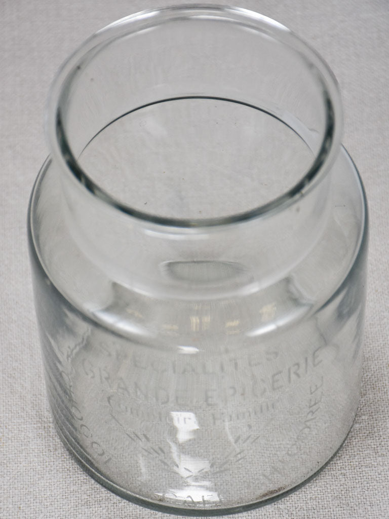 Vintage French glass jar - La Grand Epicerie Comptoire Famille 6¾"