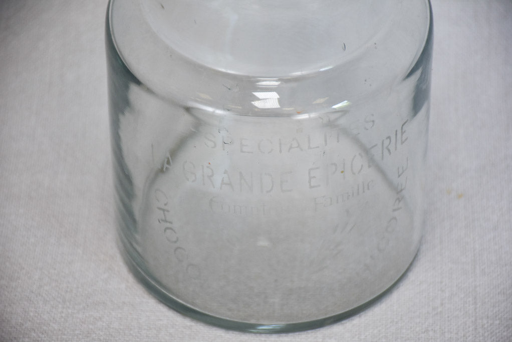 Vintage French glass jar - La Grand Epicerie Comptoire Famille 6¾"