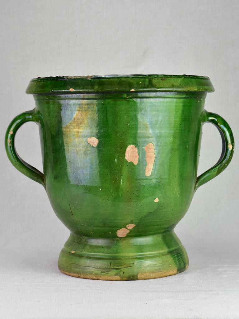 Early twentieth century French planter with green glaze - Castelnaudary 15¼"