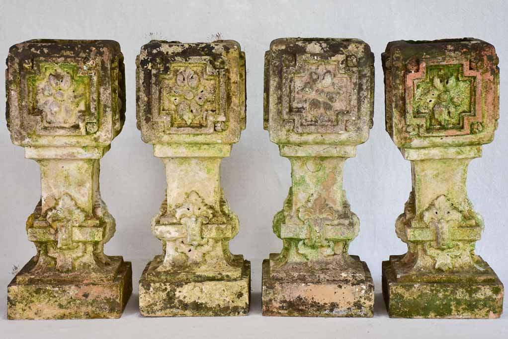 Set of 4 clay salvaged balustrades from the early 20th-century 15¾"