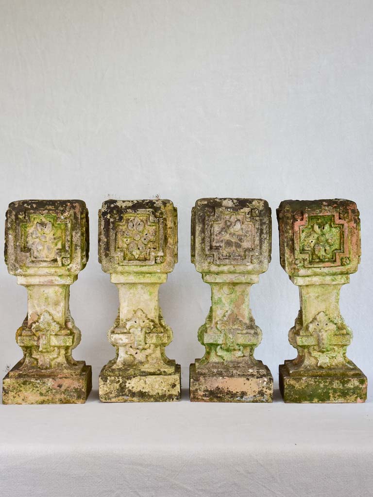 Set of 4 clay salvaged balustrades from the early 20th-century 15¾"