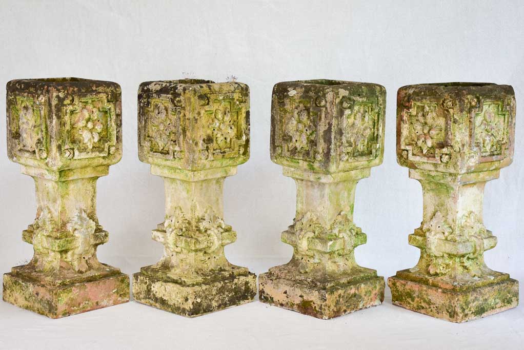 Set of 4 clay salvaged balustrades from the early 20th-century 15¾"