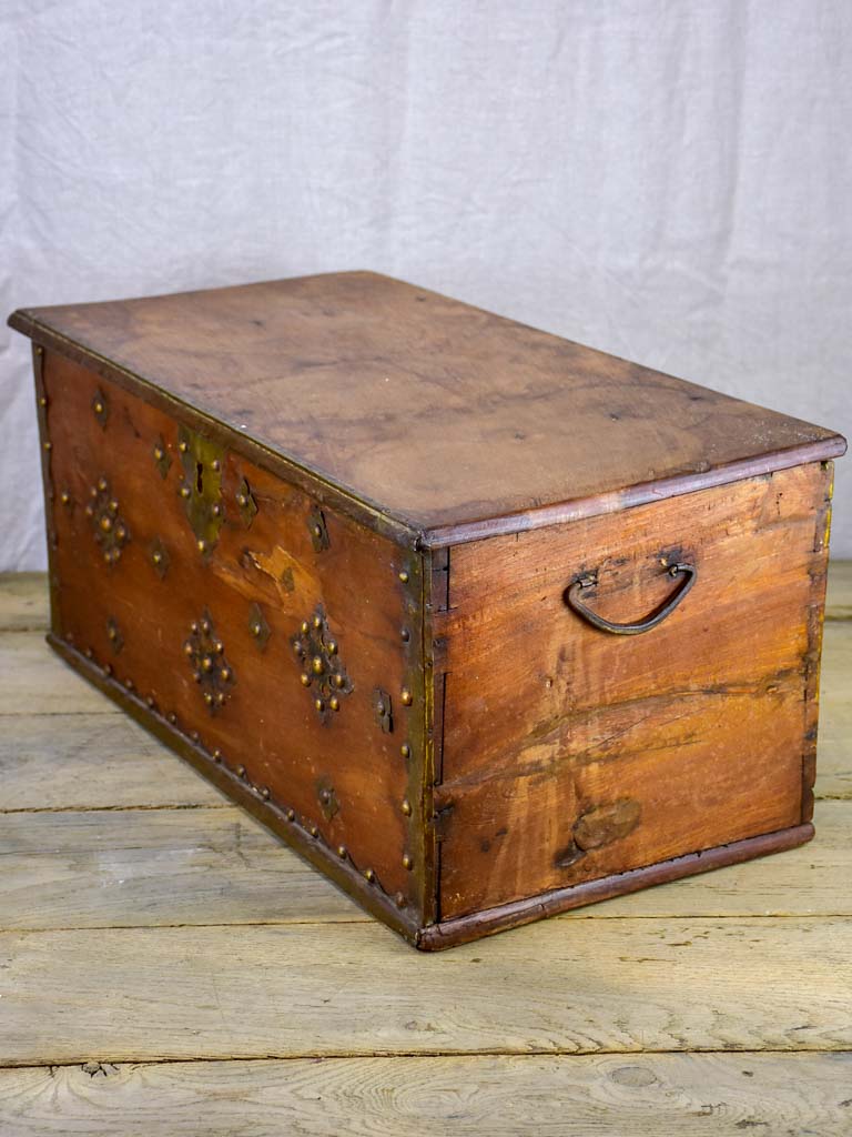 18th Century French travelling trunk with copper decoration