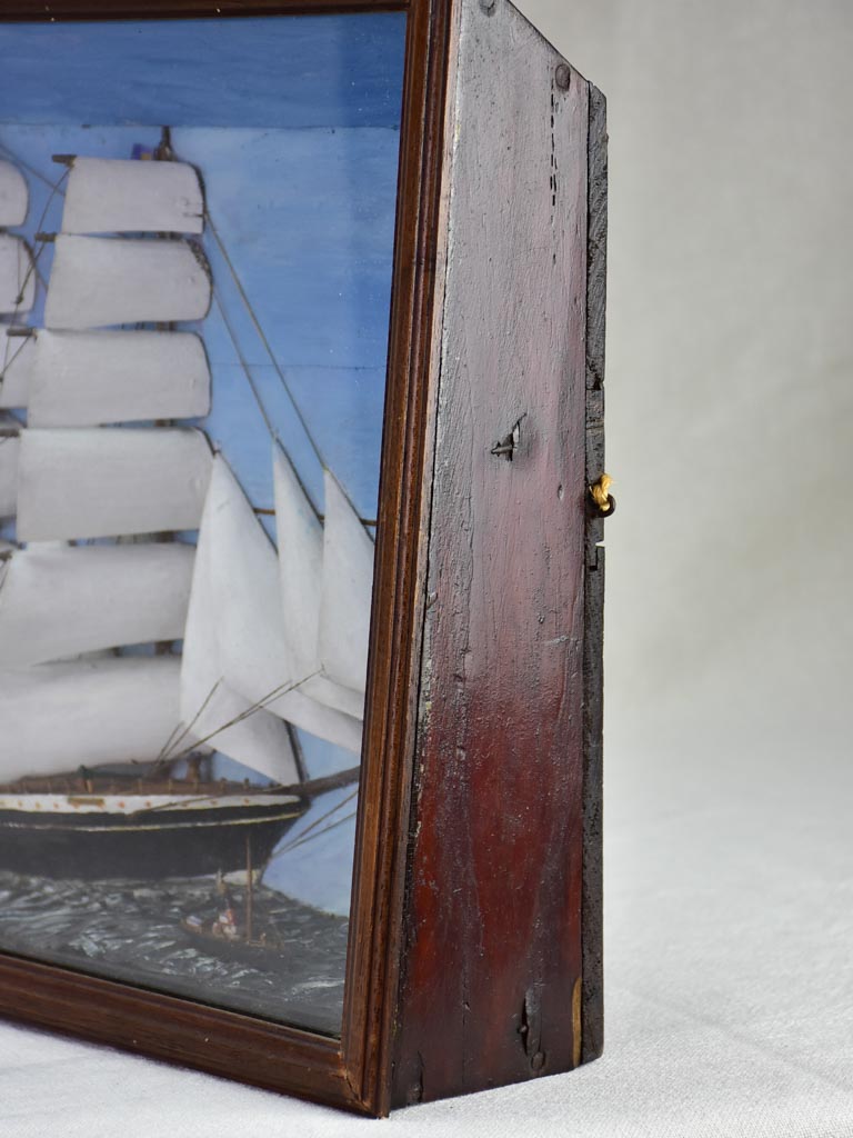 19th Century French model boat diorama 24¾" x 14¼"