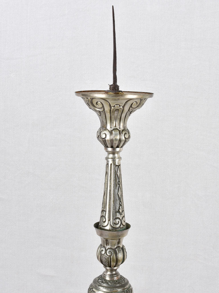 Aged patina Italian church candlestick