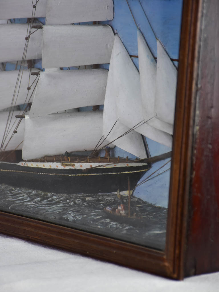 19th Century French model boat diorama 24¾" x 14¼"