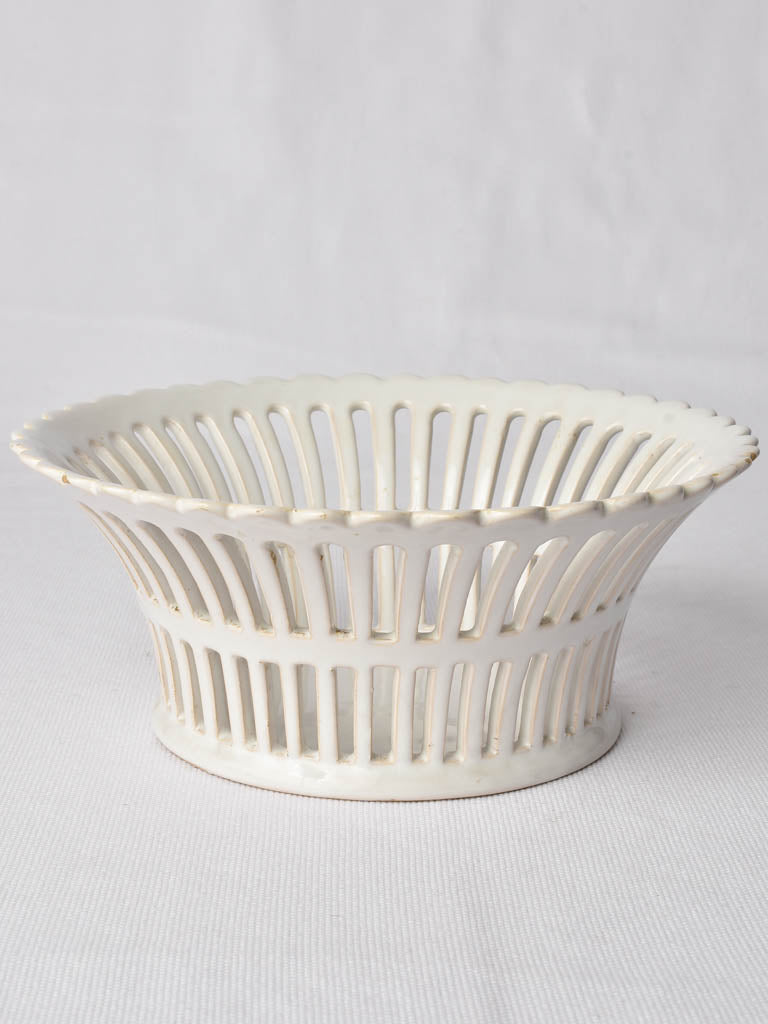 Émile Tessier openwork ceramic fruit bowl - white 8¾"