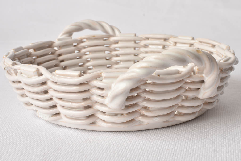 Ceramic Émile Tessier openwork fruit basket - white 9½"