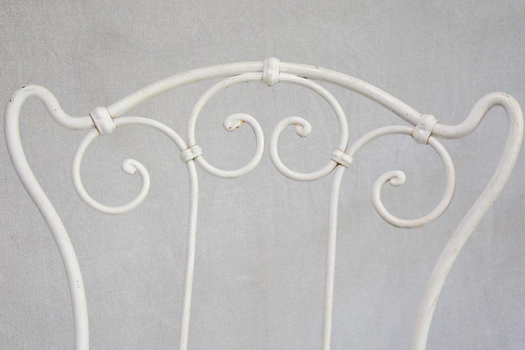 Set of 3 white iron garden chairs