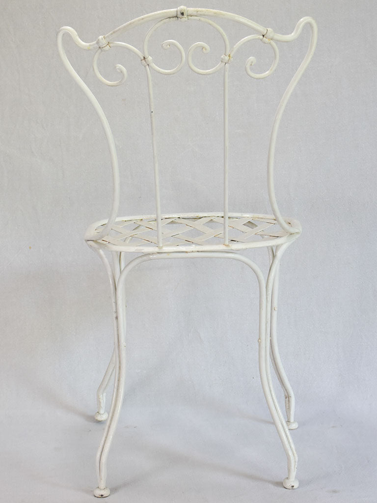 Set of 3 white iron garden chairs