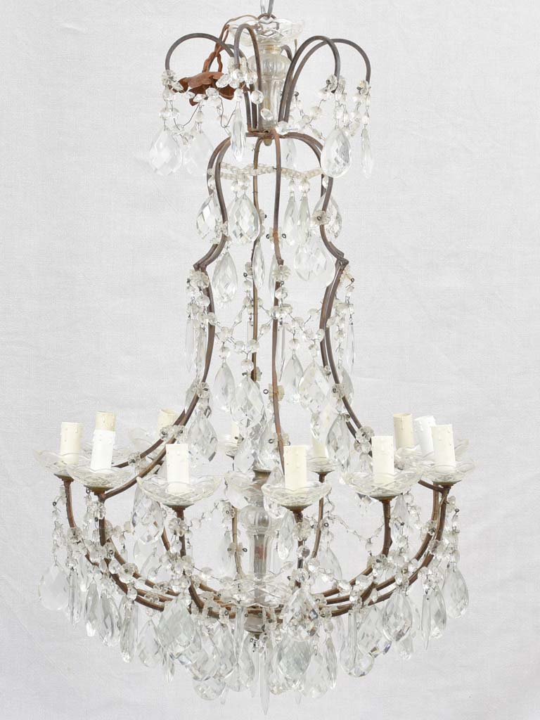 1940s Italian chandelier with iron frame 33½"