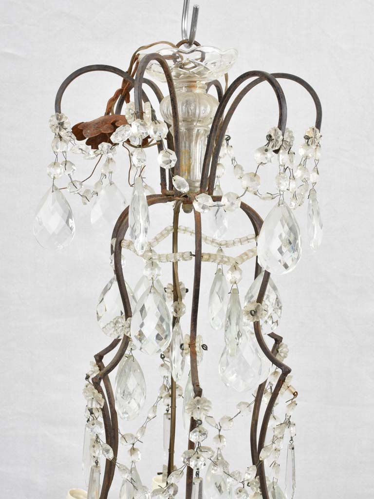 1940s Italian chandelier with iron frame 33½"