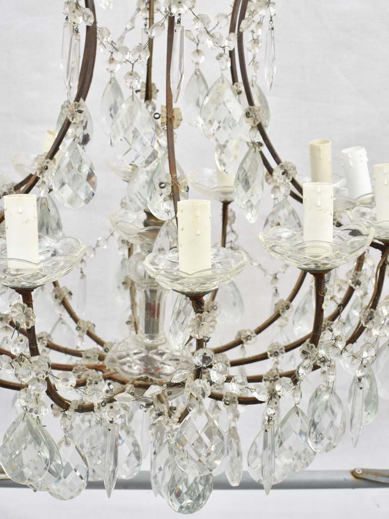 1940s Italian chandelier with iron frame 33½"