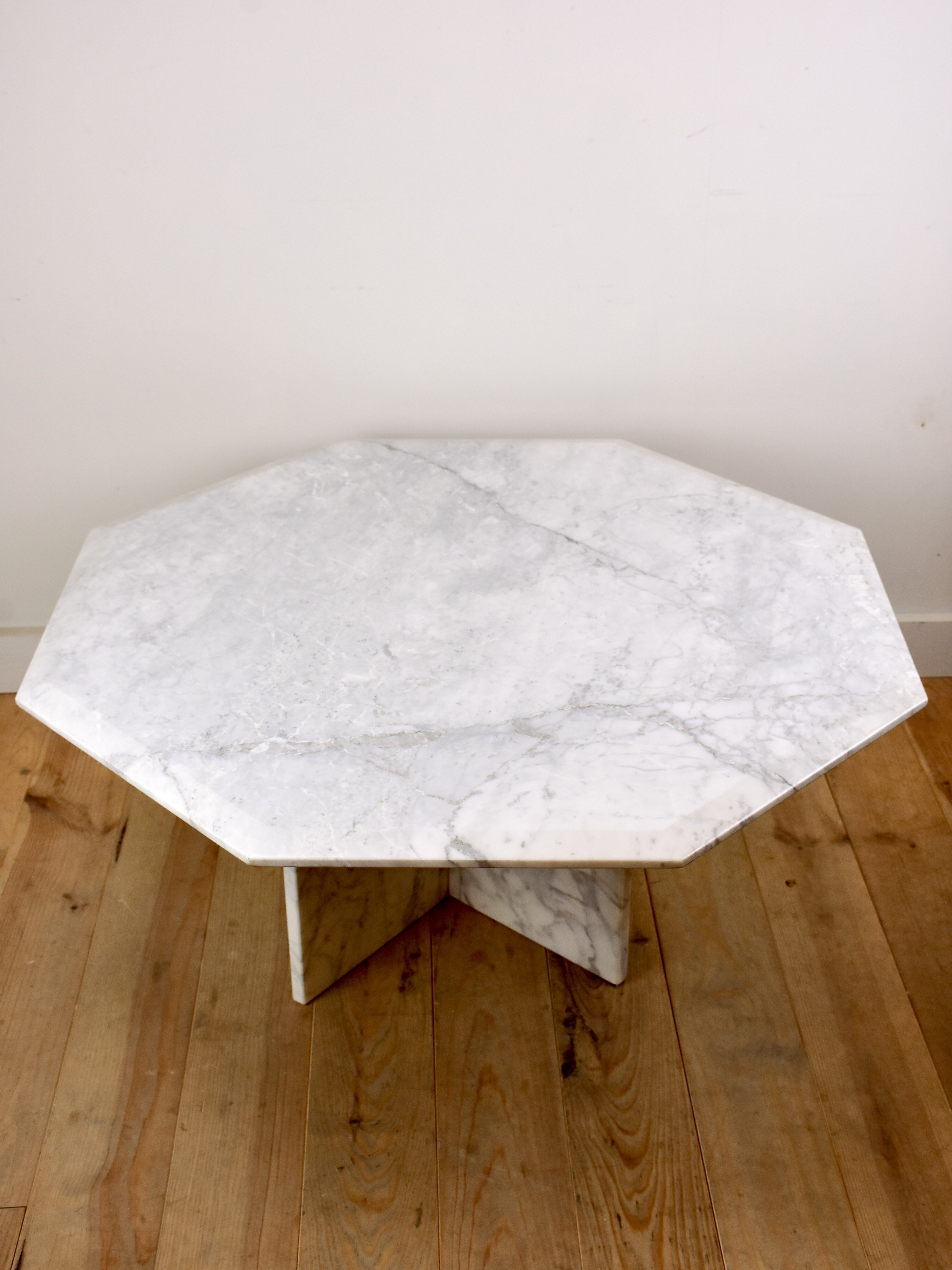 Stylish 1980's White Marble Table