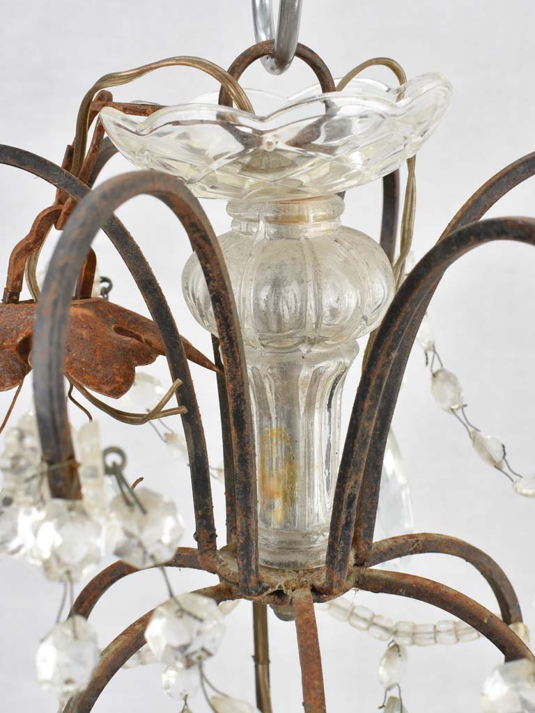 1940s Italian chandelier with iron frame 33½"