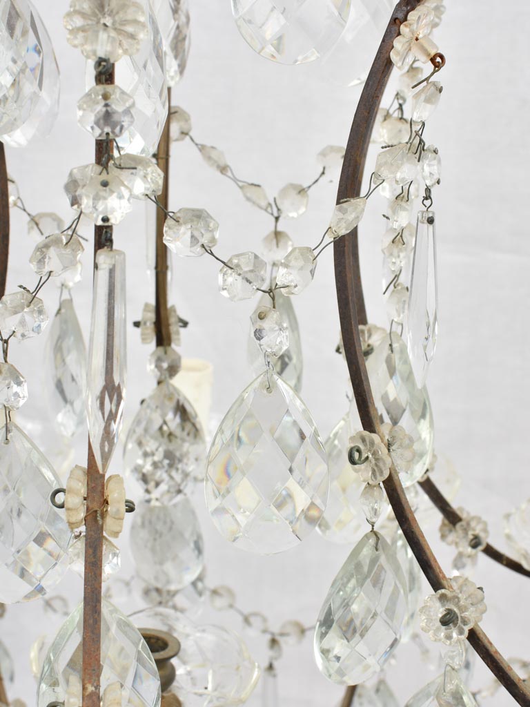 1940s Italian chandelier with iron frame 33½"