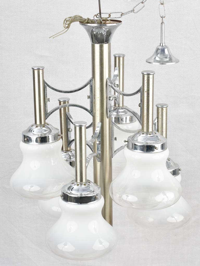 Vintage chandelier with opaque white glass 22"