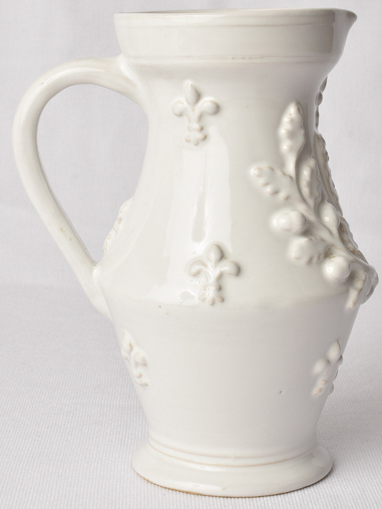 Antique French Tall Ceramic Decorative Pitcher