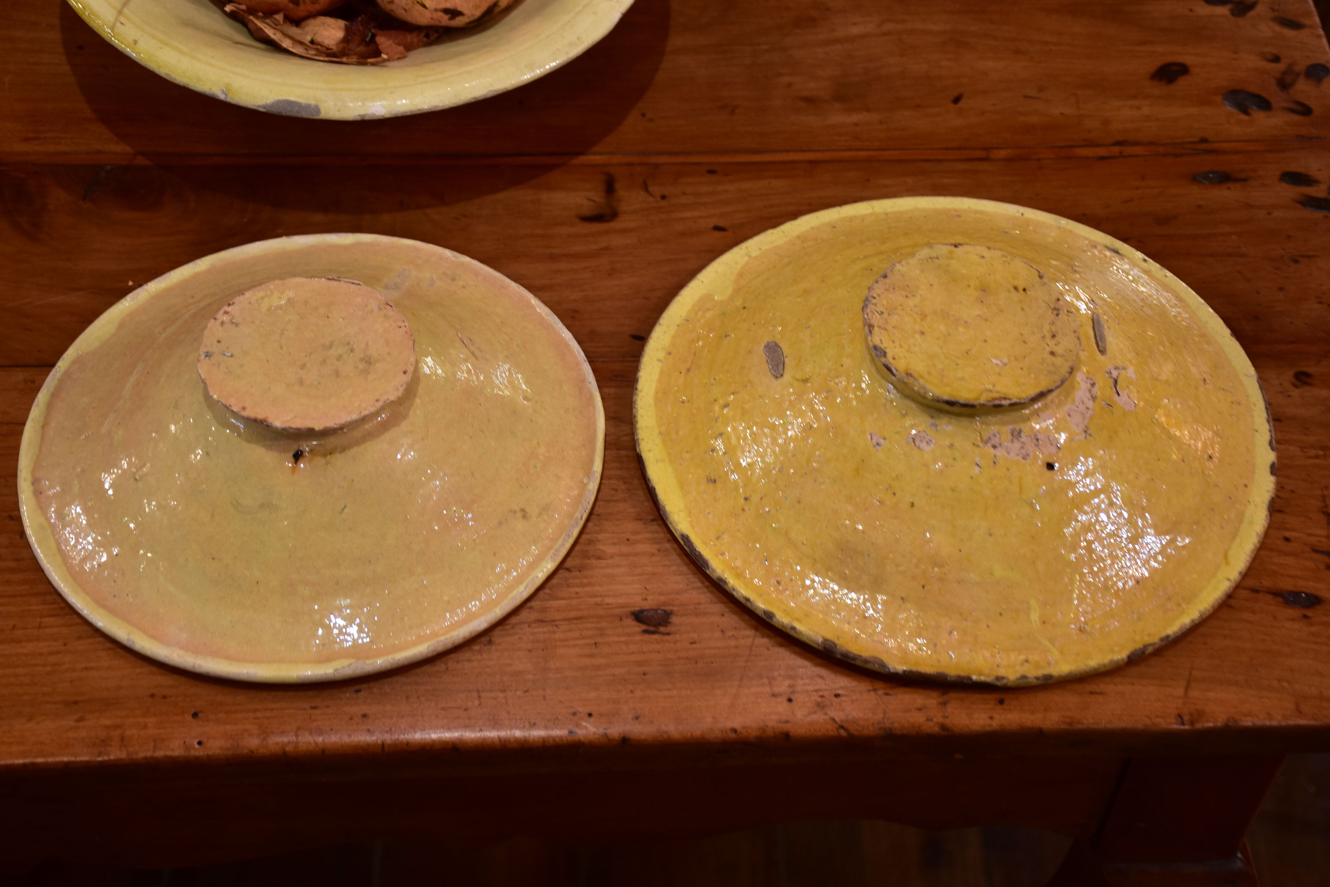 Collection of three antique verre omelette plates