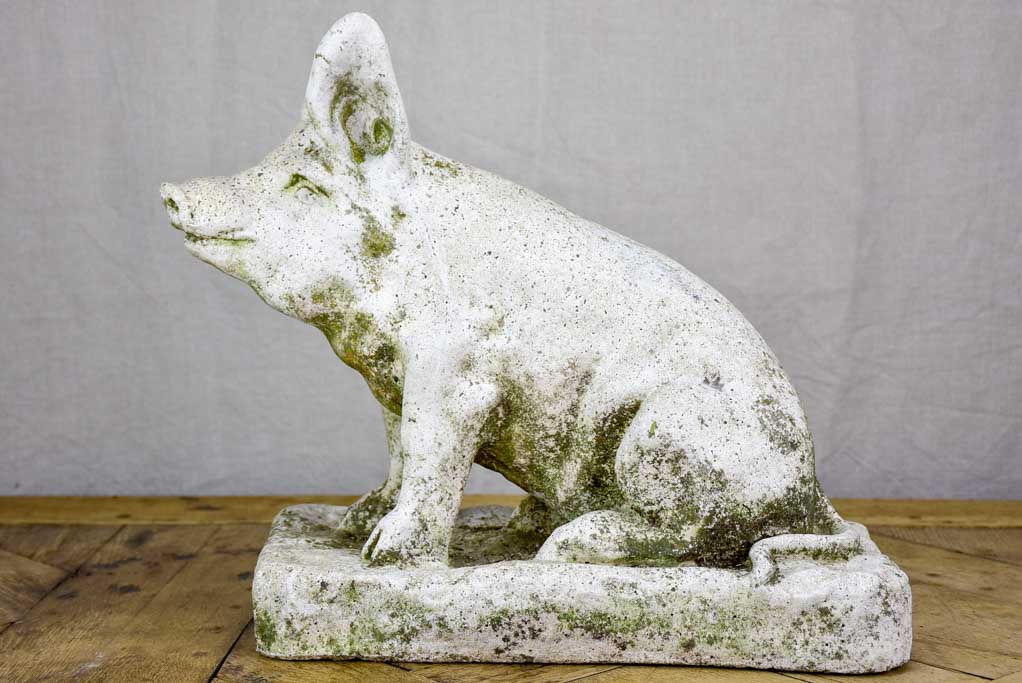 Vintage French sculpture of a pig