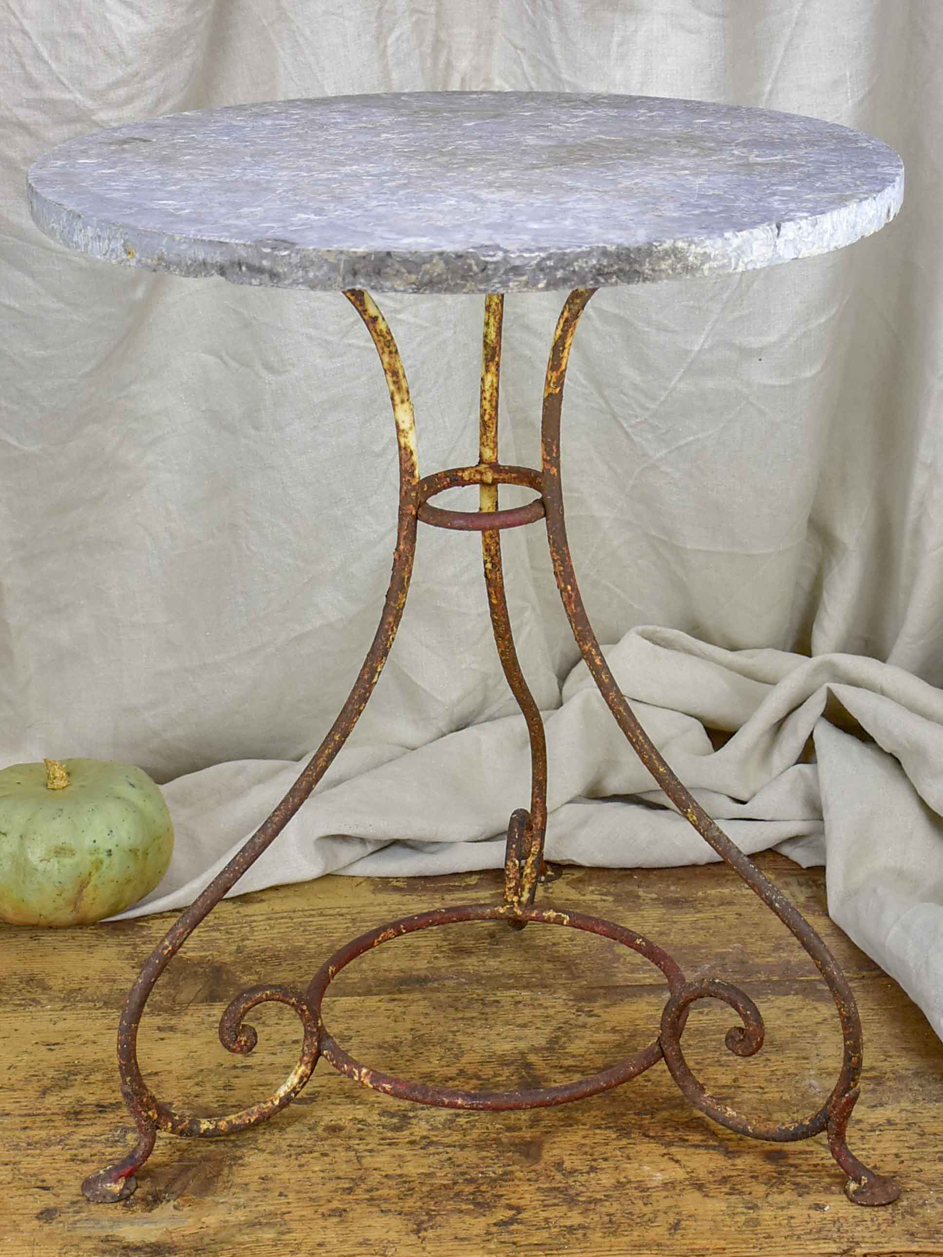 French garden table with marble top