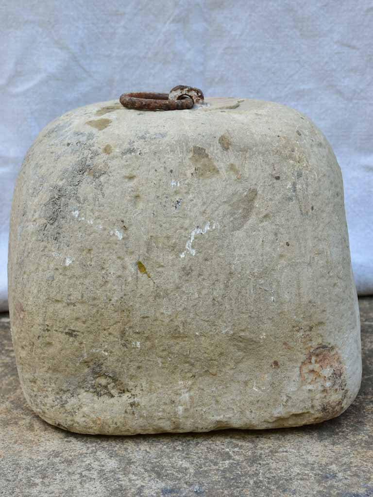 Very large antique French stone counterweight from a rotisserie 11"