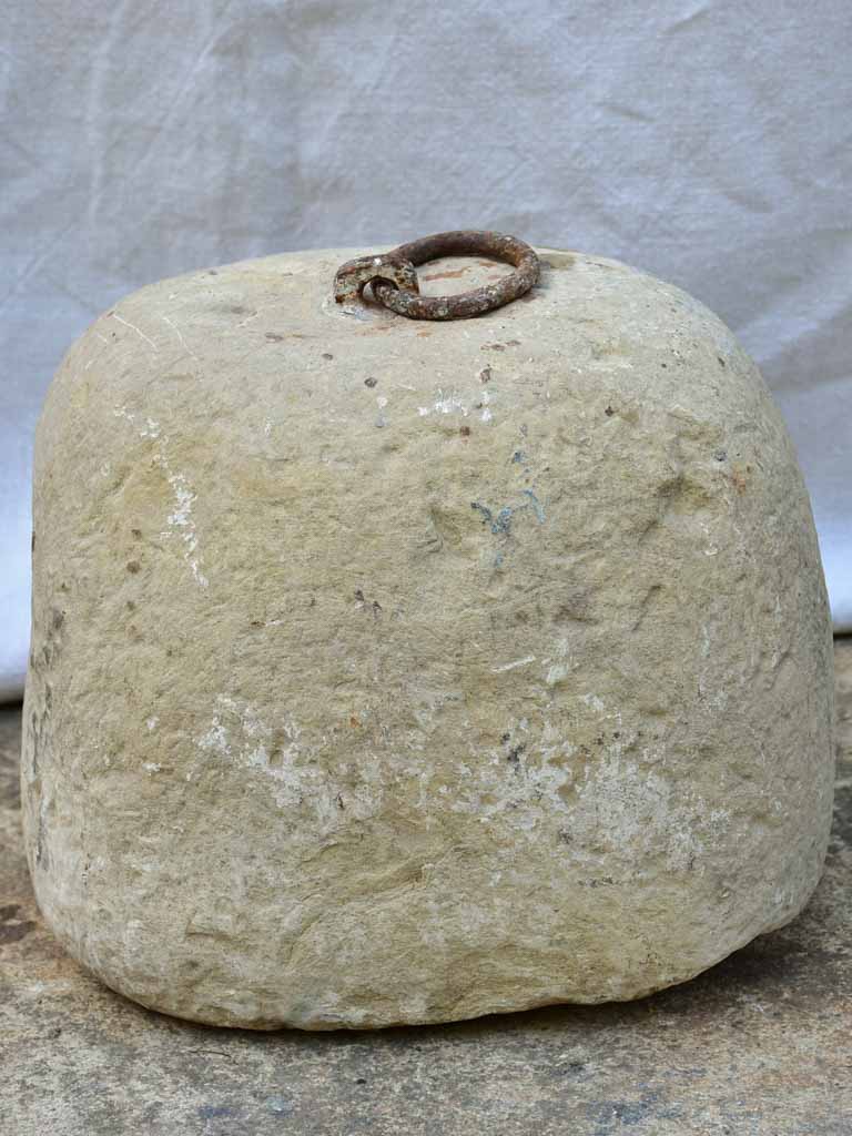 Very large antique French stone counterweight from a rotisserie 11"