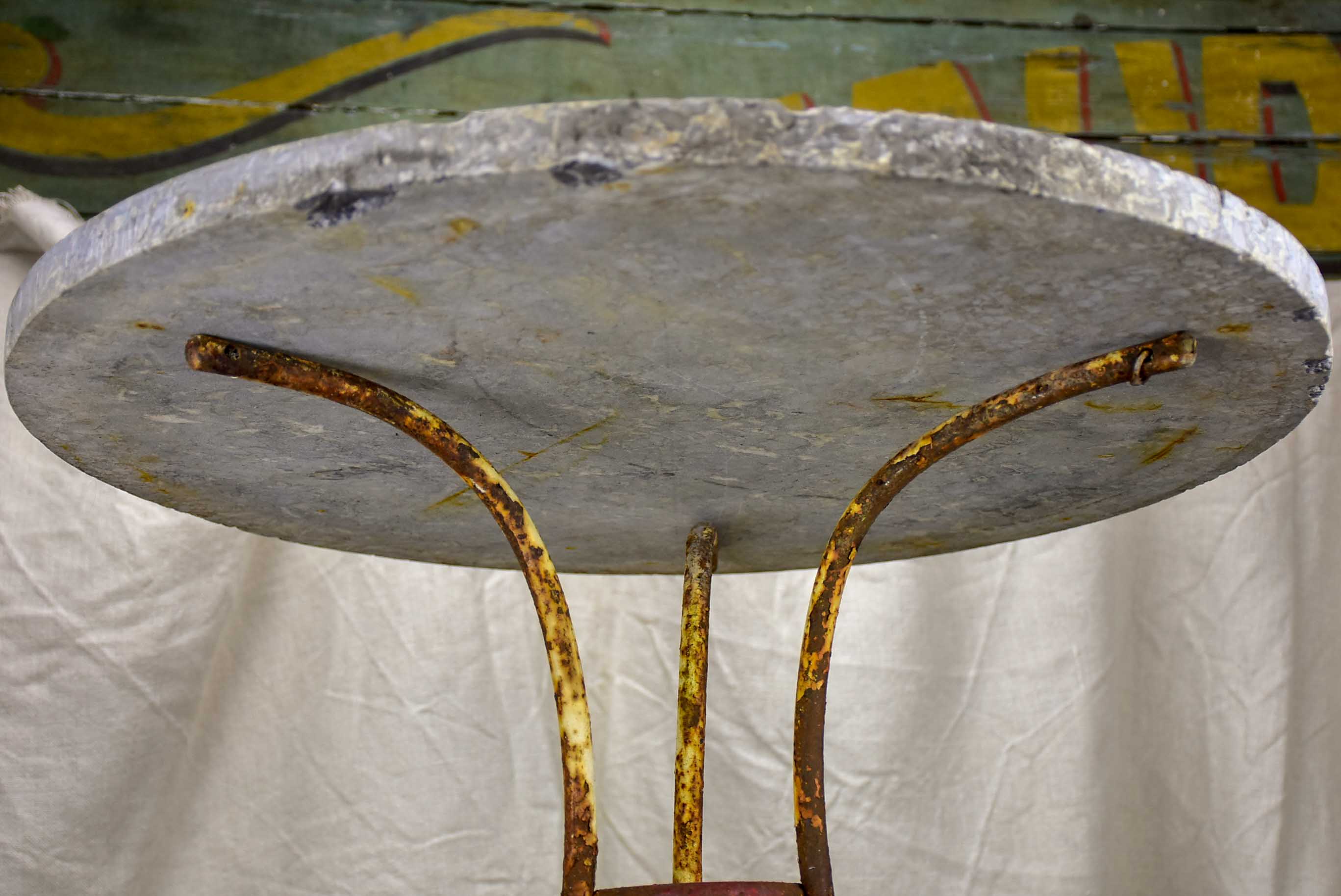 French garden table with marble top