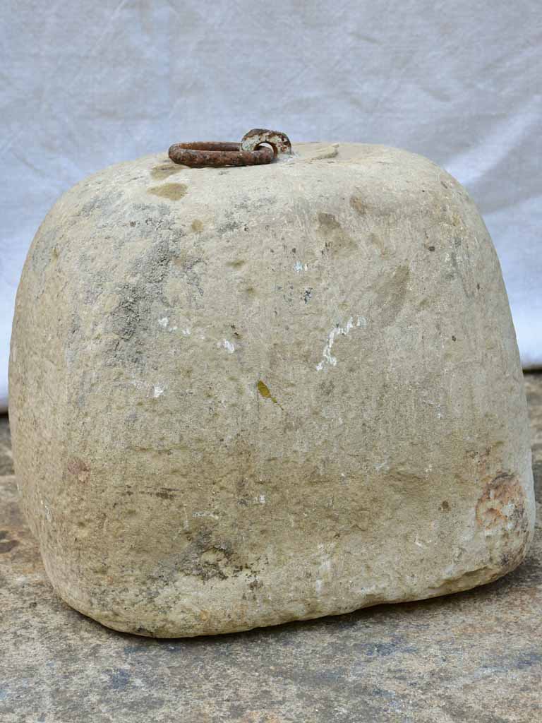 Very large antique French stone counterweight from a rotisserie 11"