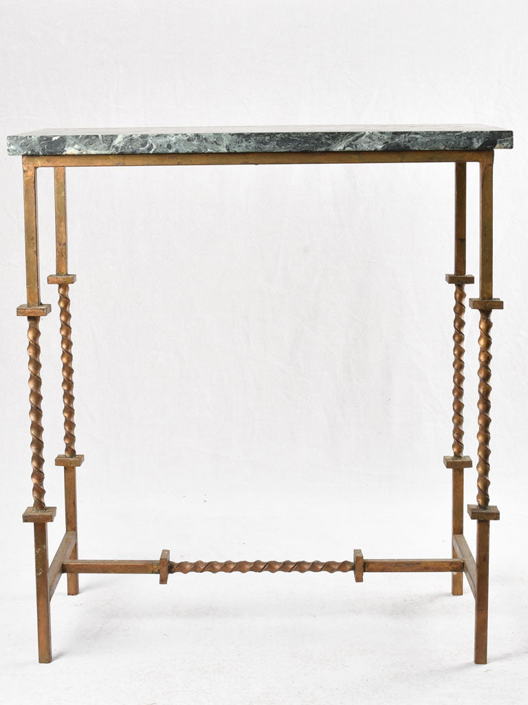 Vintage console table with green marble