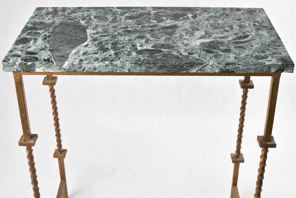 Vintage console table with green marble