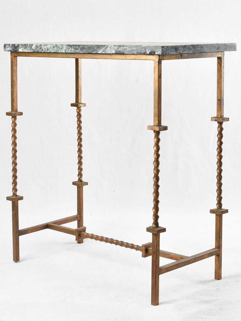 Vintage console table with green marble