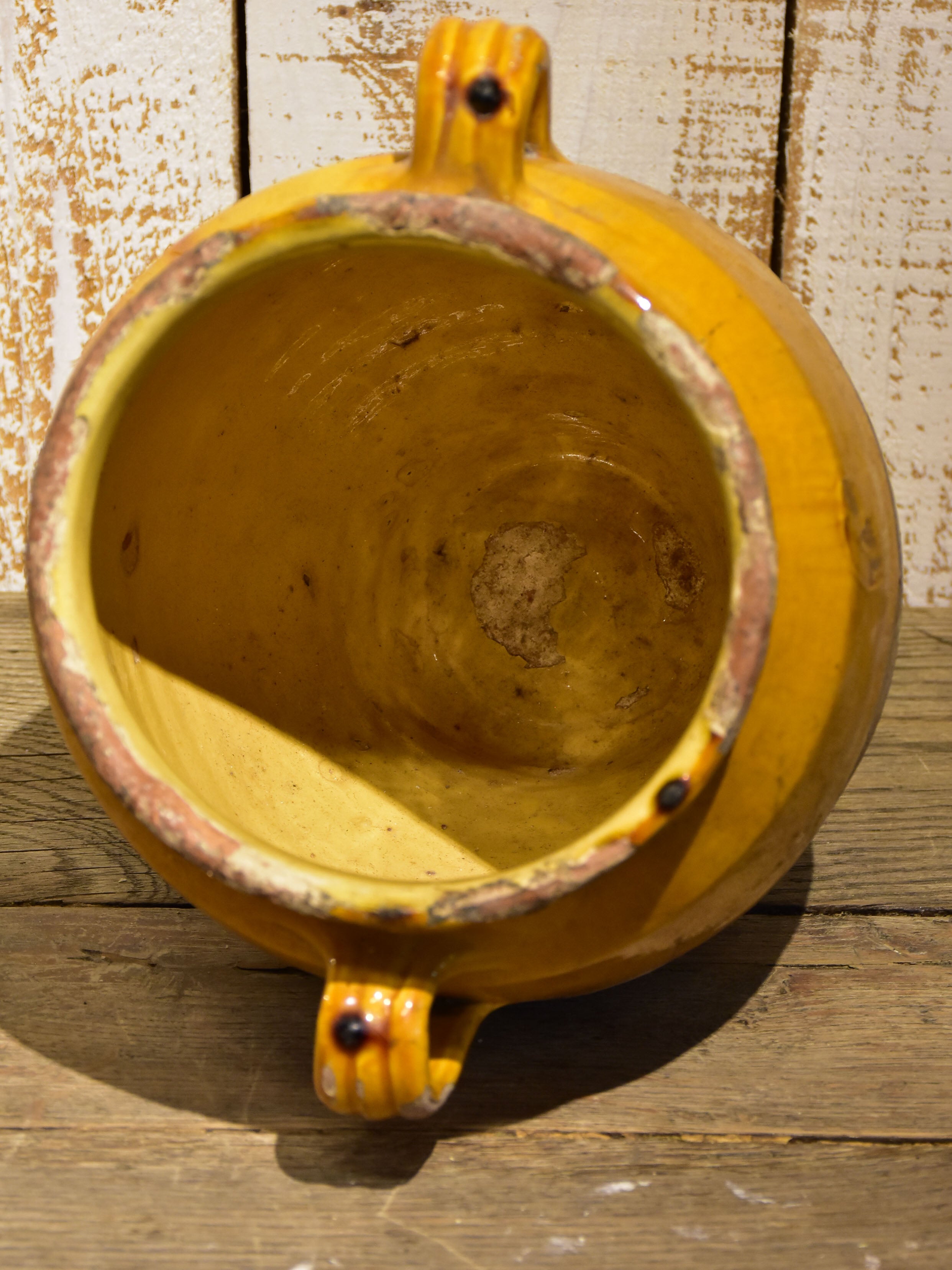 19th century French confit pot with orange glaze