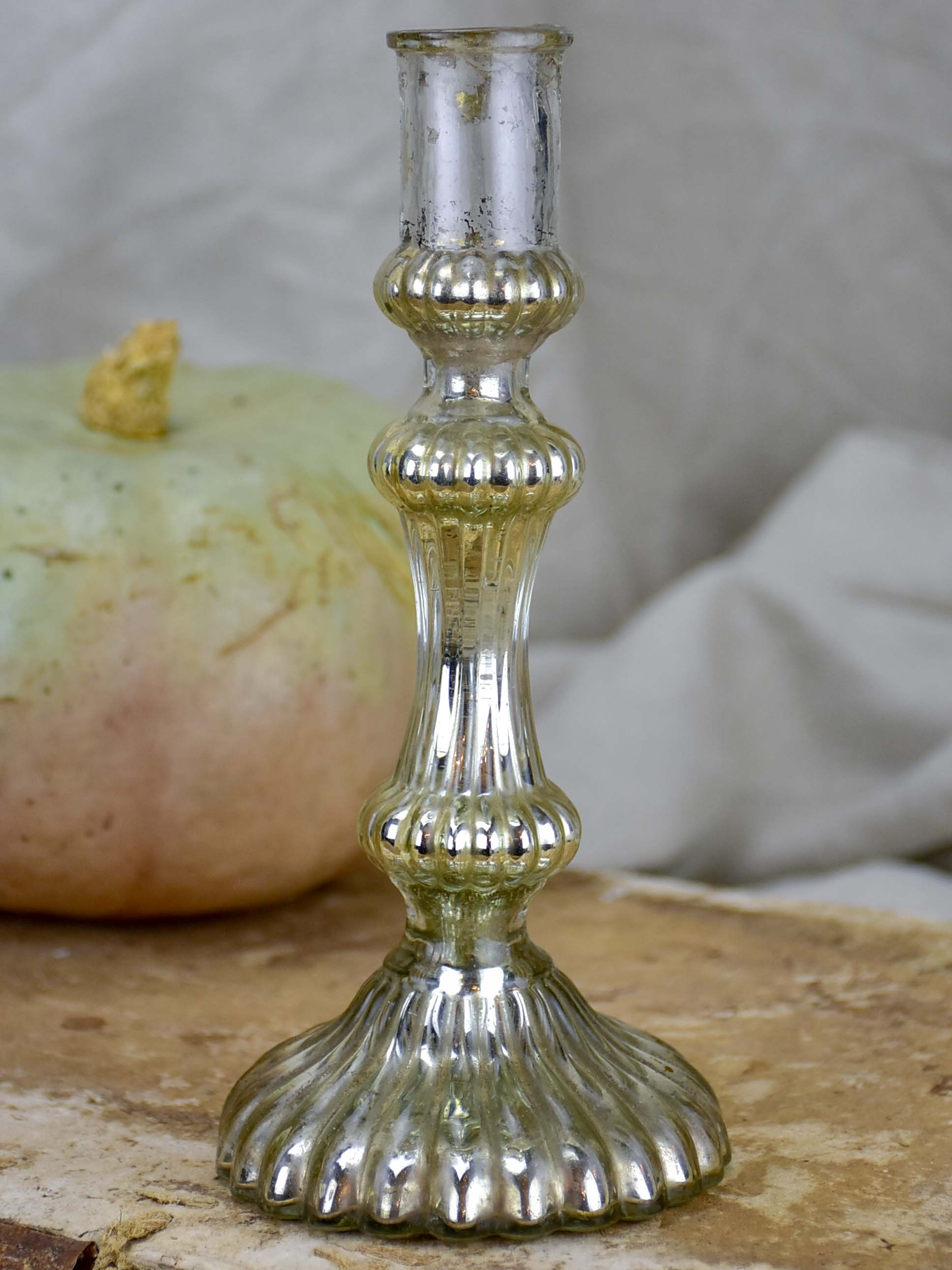 Antique French mercury glass candlestick