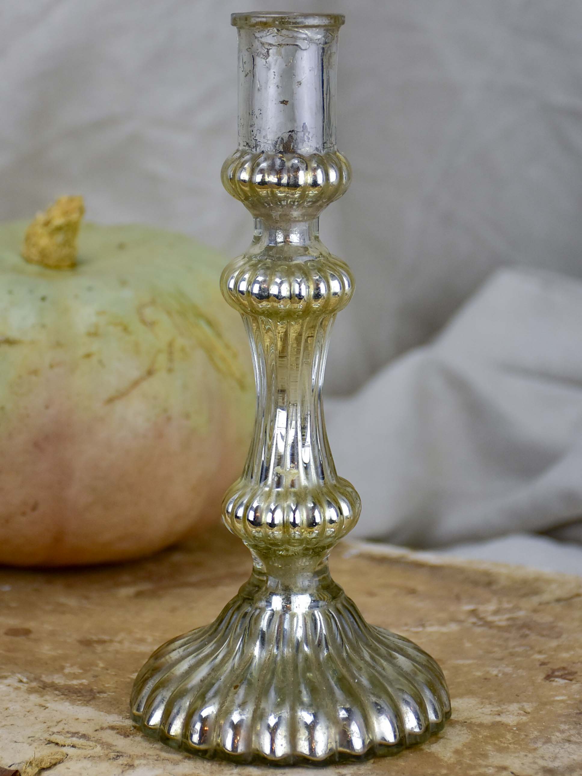 Antique French mercury glass candlestick