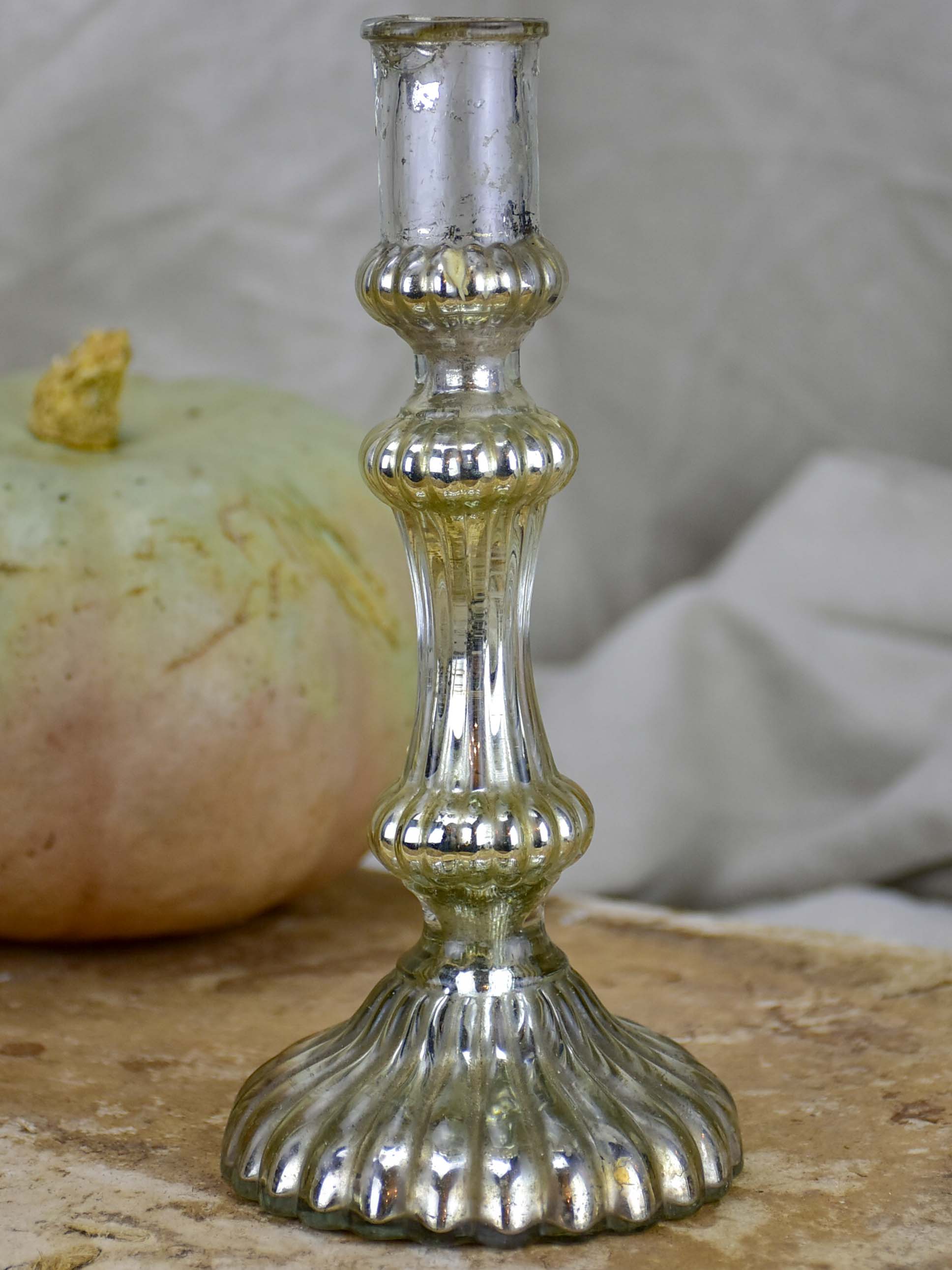 Antique French mercury glass candlestick