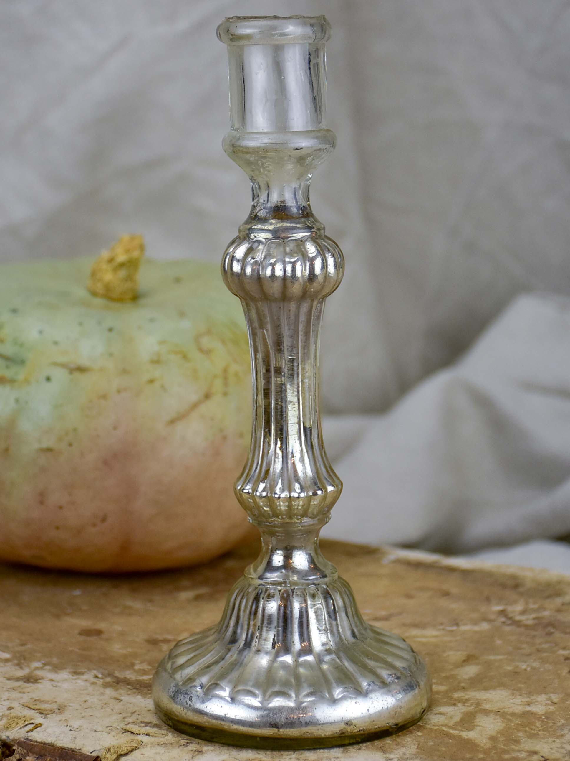 19th Century mercury glass candlestick