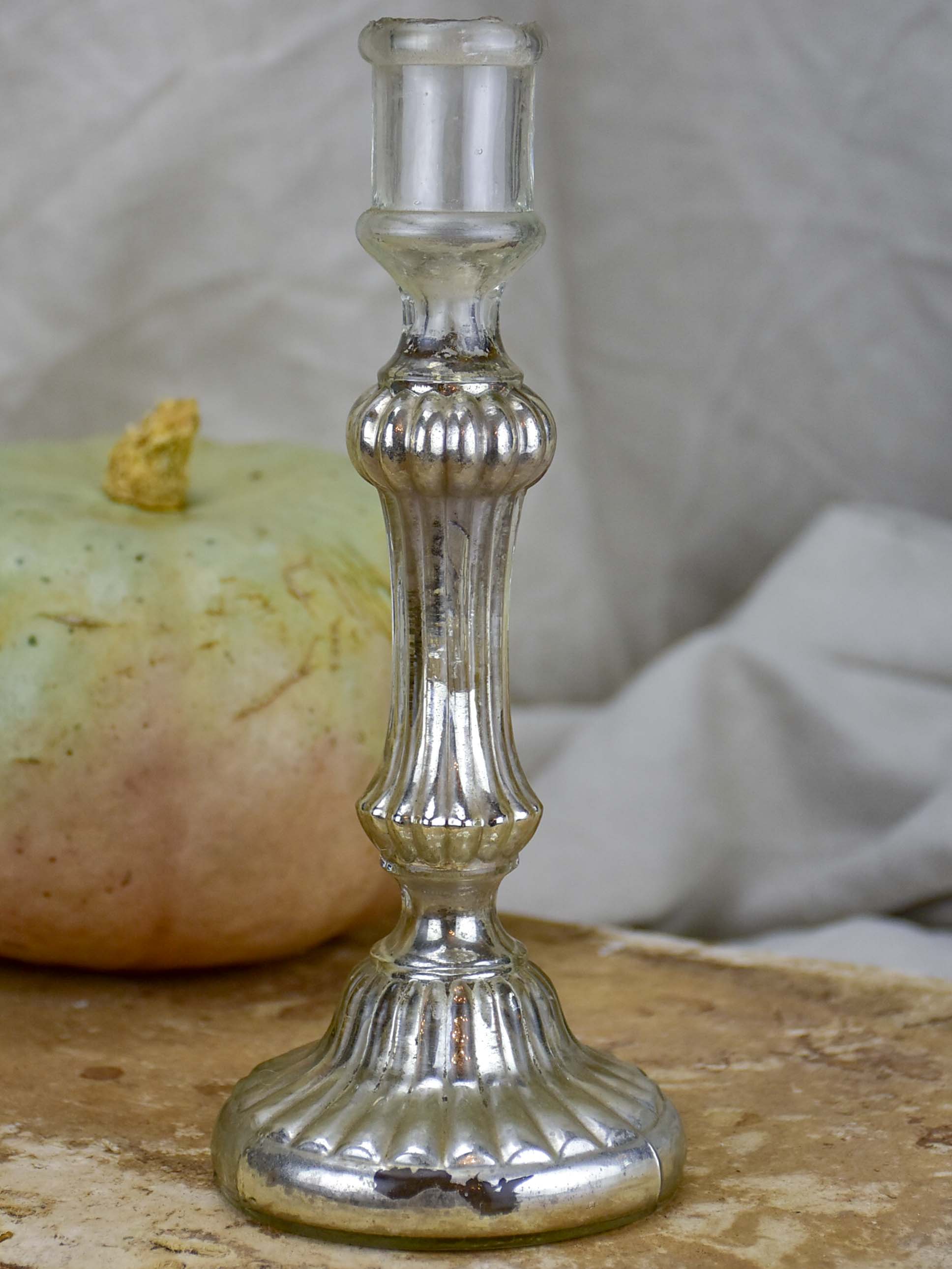 19th Century mercury glass candlestick