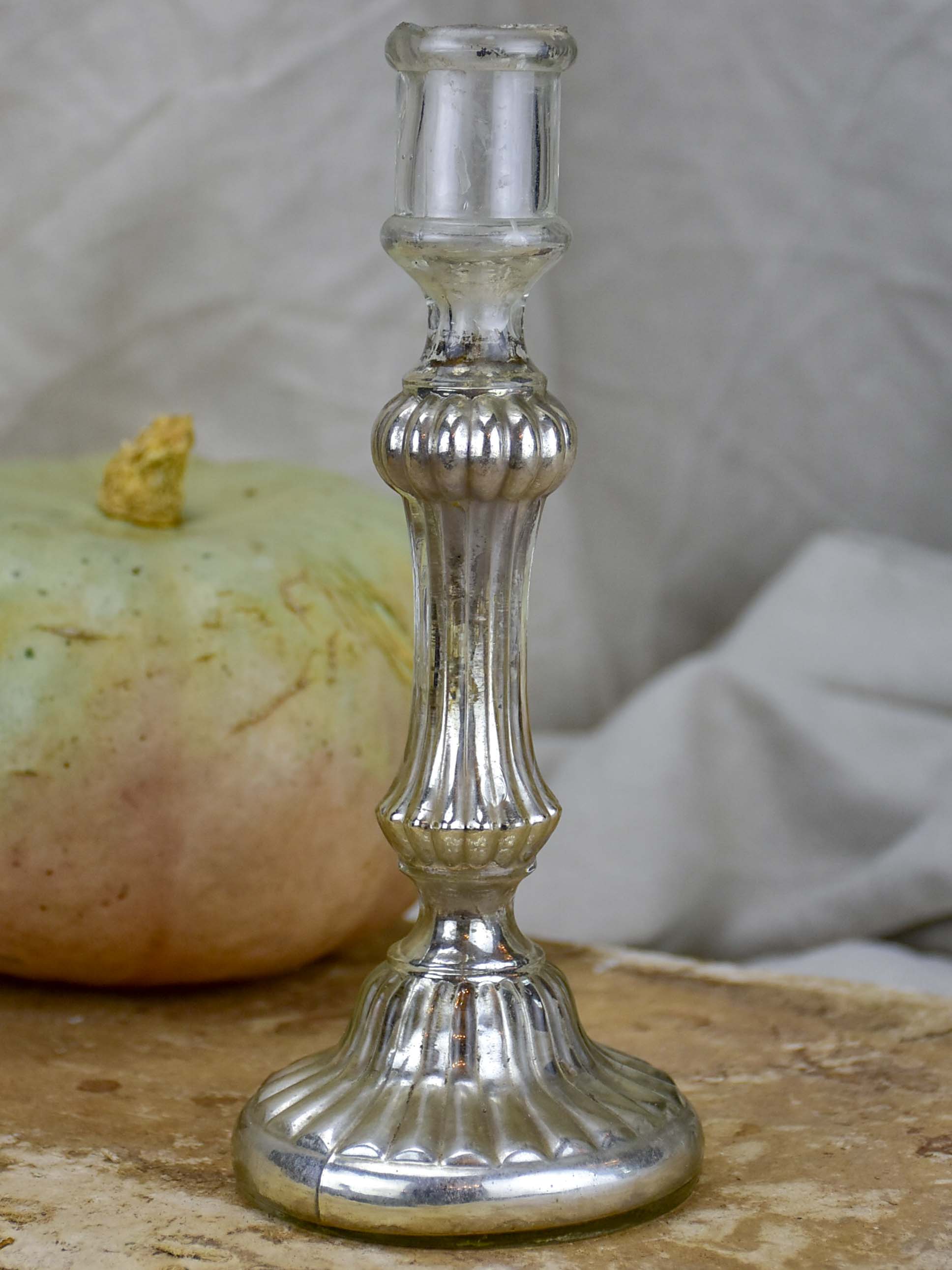 19th Century mercury glass candlestick