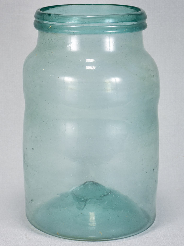 Early 19th-century blown glass olive preserving jar - light blue 14½"