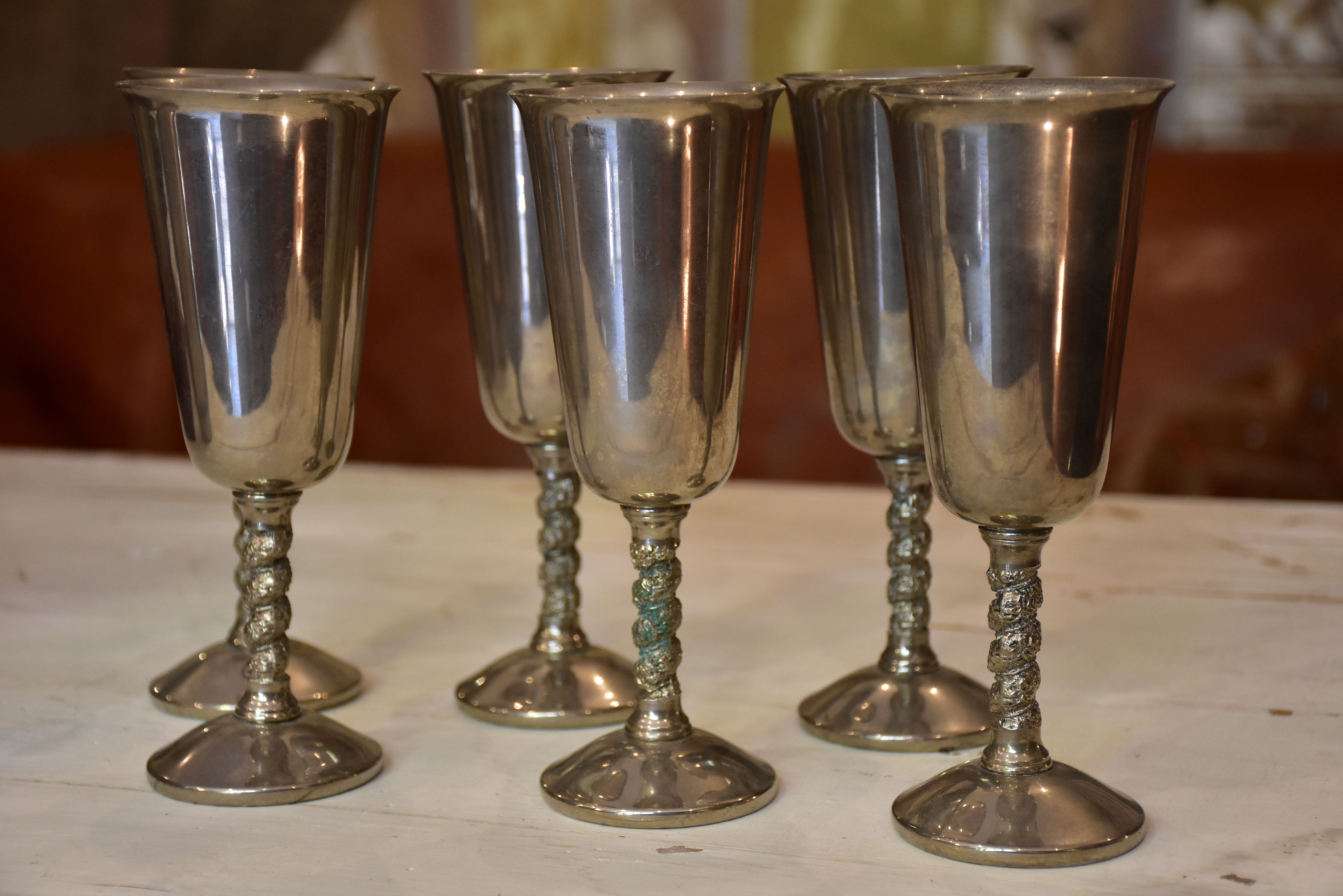 Elegant 60s Pewter Champagne Serveware