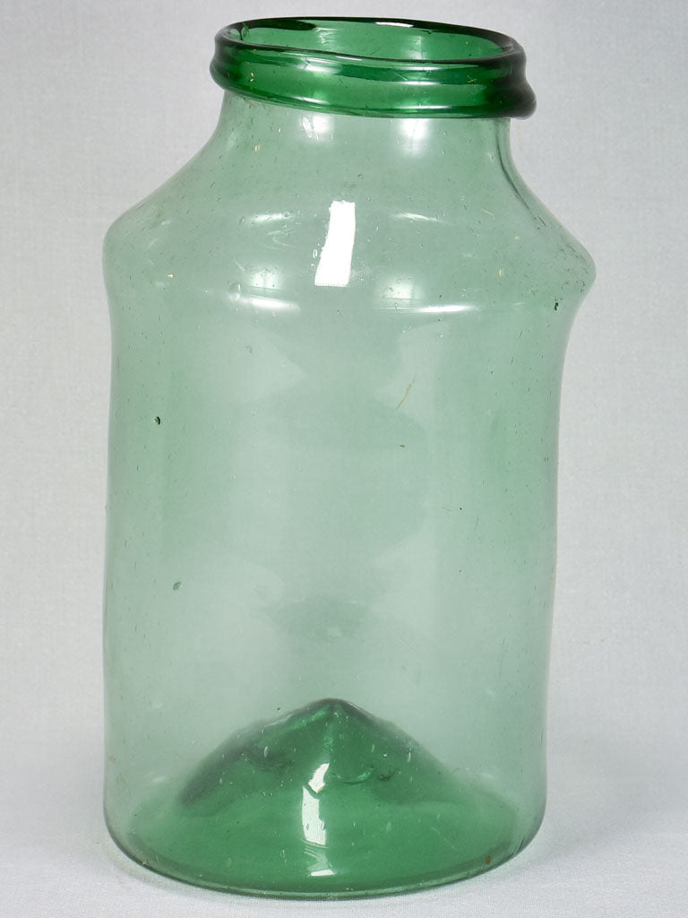 Large early 19th-century blown glass preserving jar - green 18"