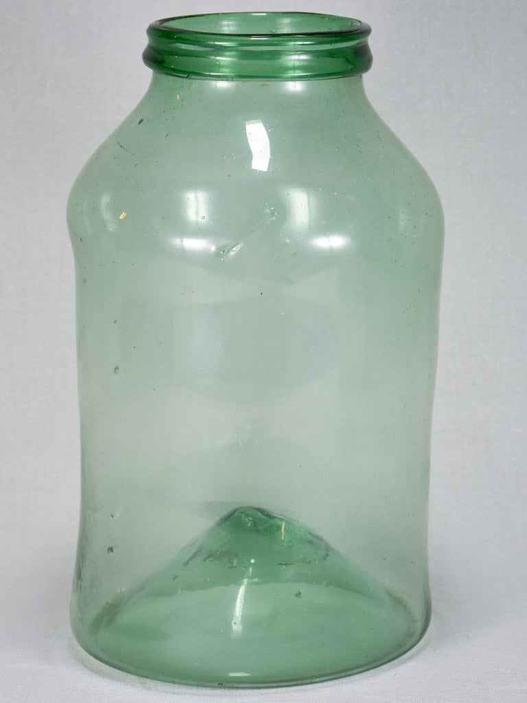 Early 19th-century blown glass preserving jar - green with cone base 16½"