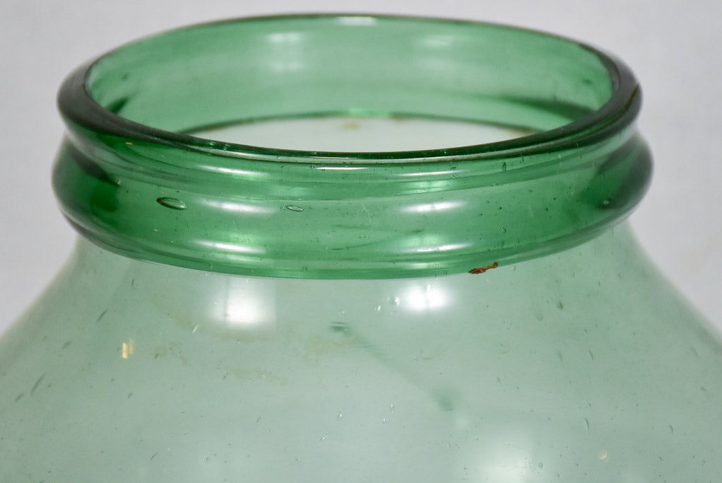 Early 19th-century blown glass preserving jar - green with cone base 16½"