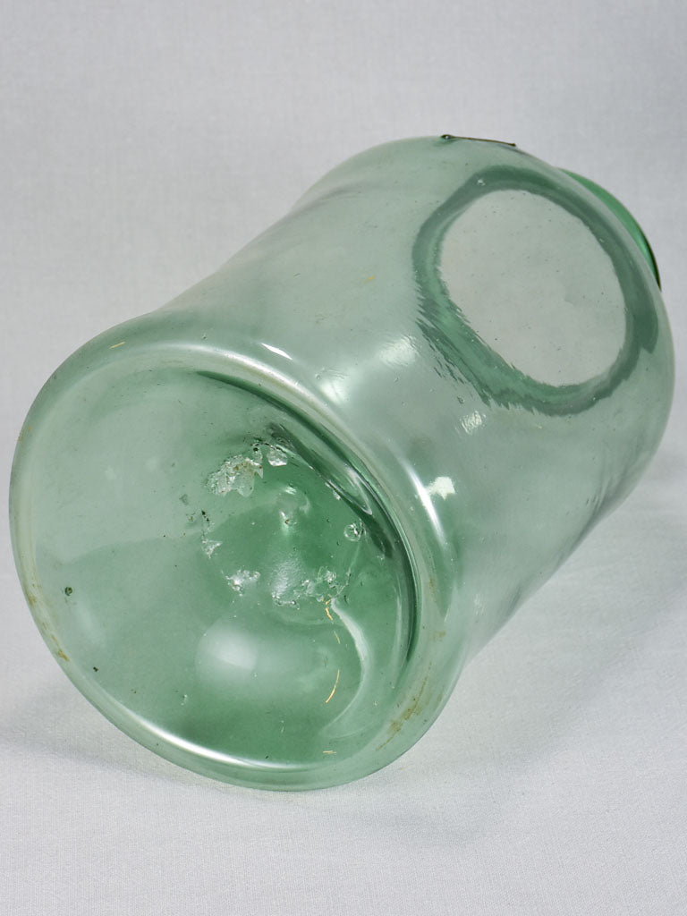 Early 19th-century blown glass preserving jar - green with cone base 16½"