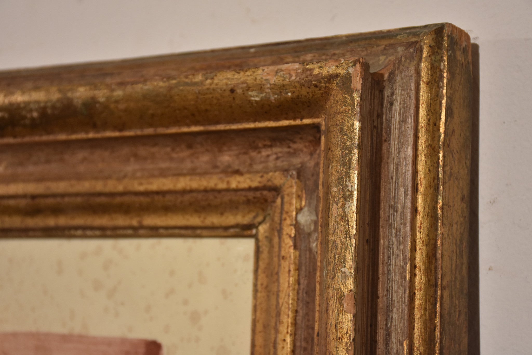 Italian botanical flowers in an antique gilded frame