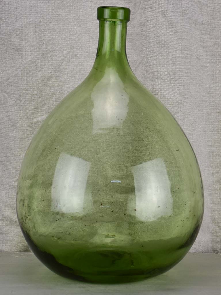 Antique French demijohn bottle - green